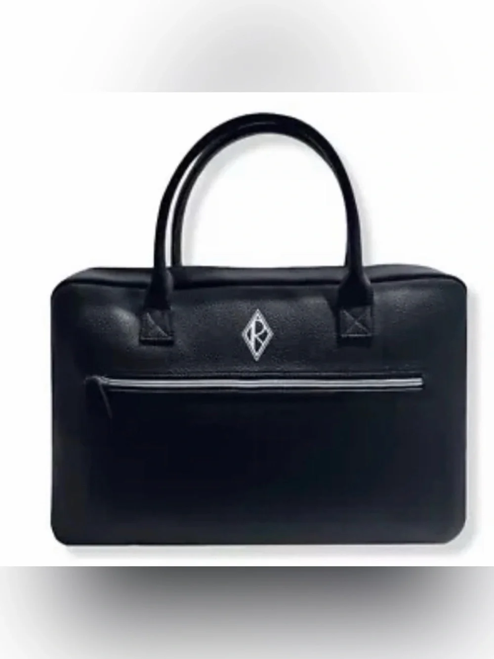 Ralph Lauren Black faux Leather Top-Handle Briefcase with Front Zip